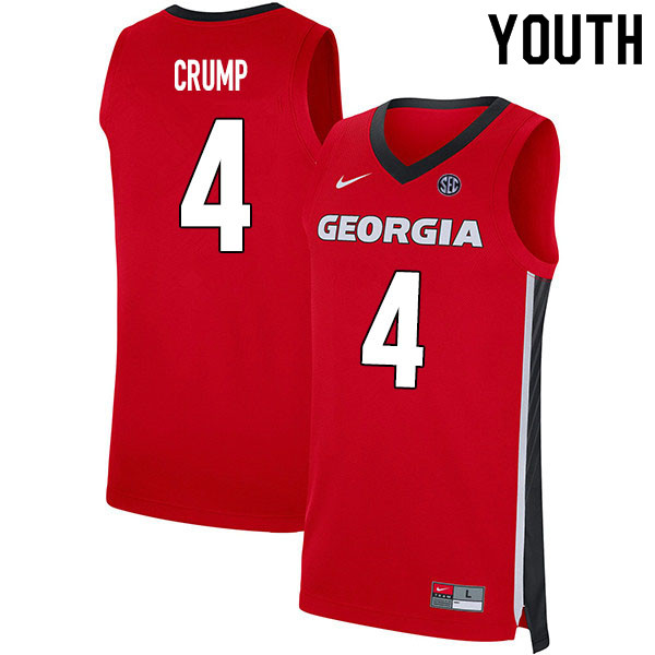 2020 Youth #4 Tyree Crump Georgia Bulldogs College Basketball Jerseys Sale-Red